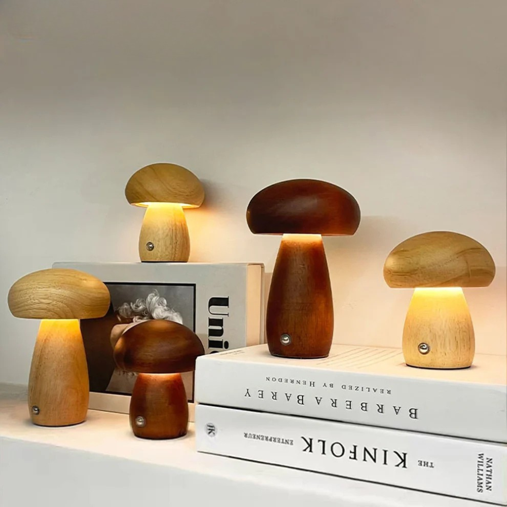 Hout tafellamp batterij