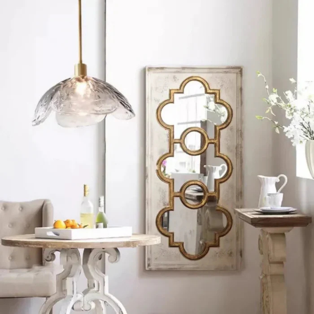 Moderne Bloemblaadjes Hanglamp Gekleurd Glas Messing Design