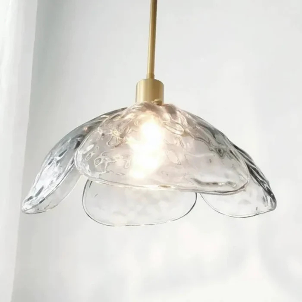 Moderne Bloemblaadjes Hanglamp Gekleurd Glas Messing Design