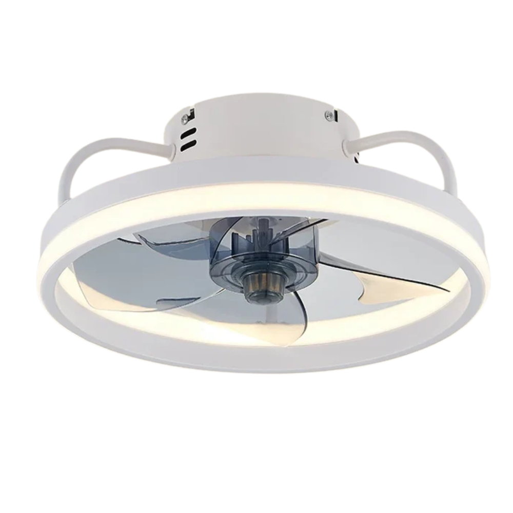 Compacte plafondventilator Smart met dimbare LED lamp en afstandsbediening