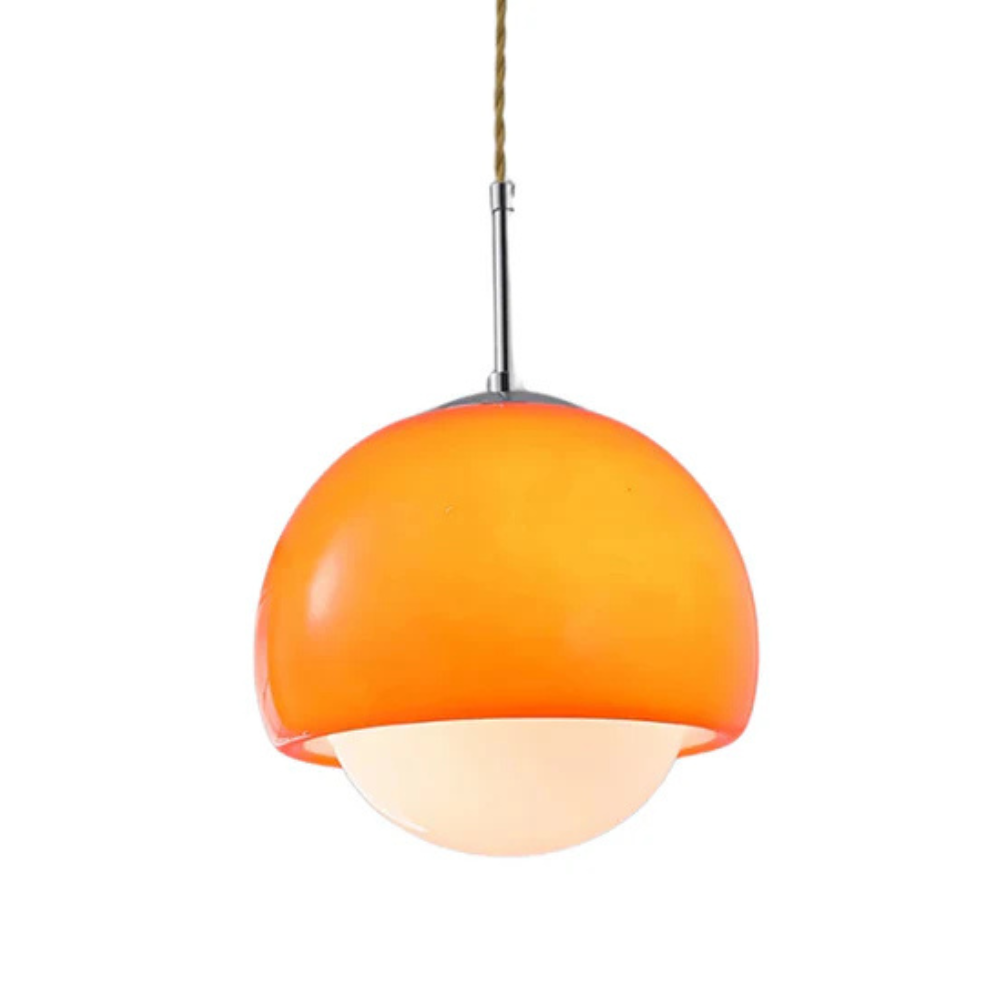 Ronde Hanglamp Vintage Look Melkglas Accent