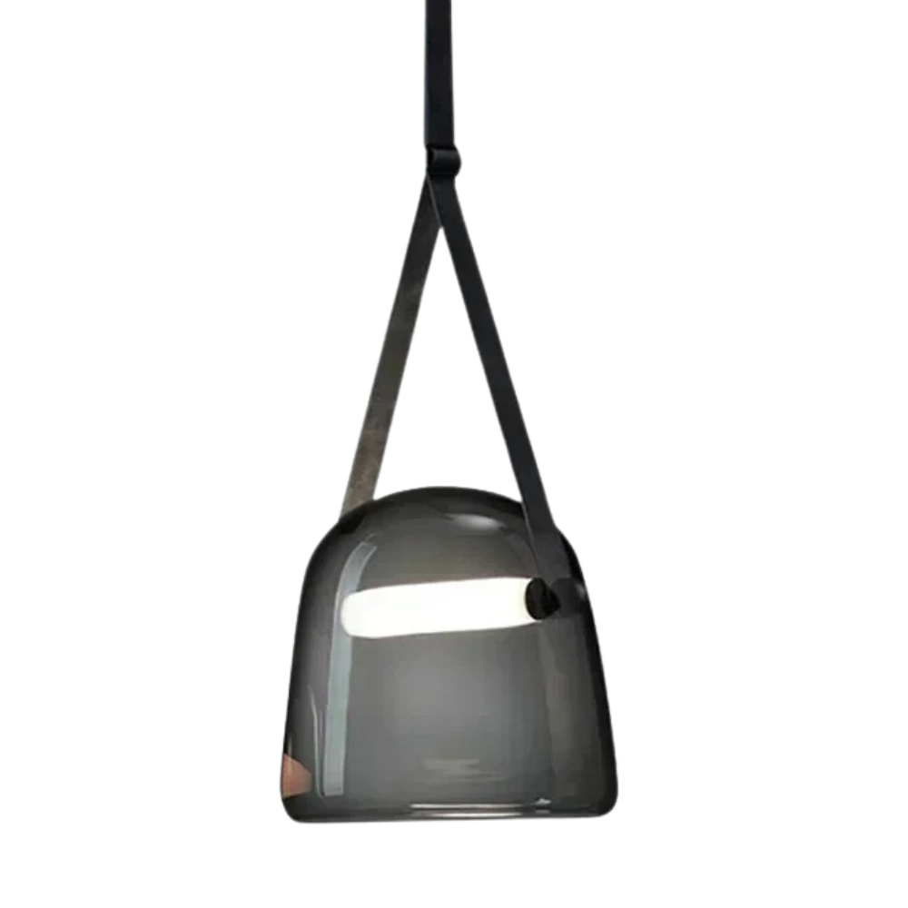 Design hanglamp glas met leren band
