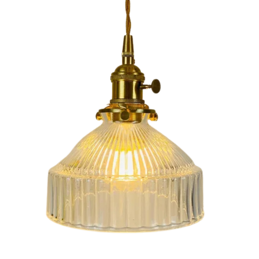 Hanglamp vintage glas ribbel
