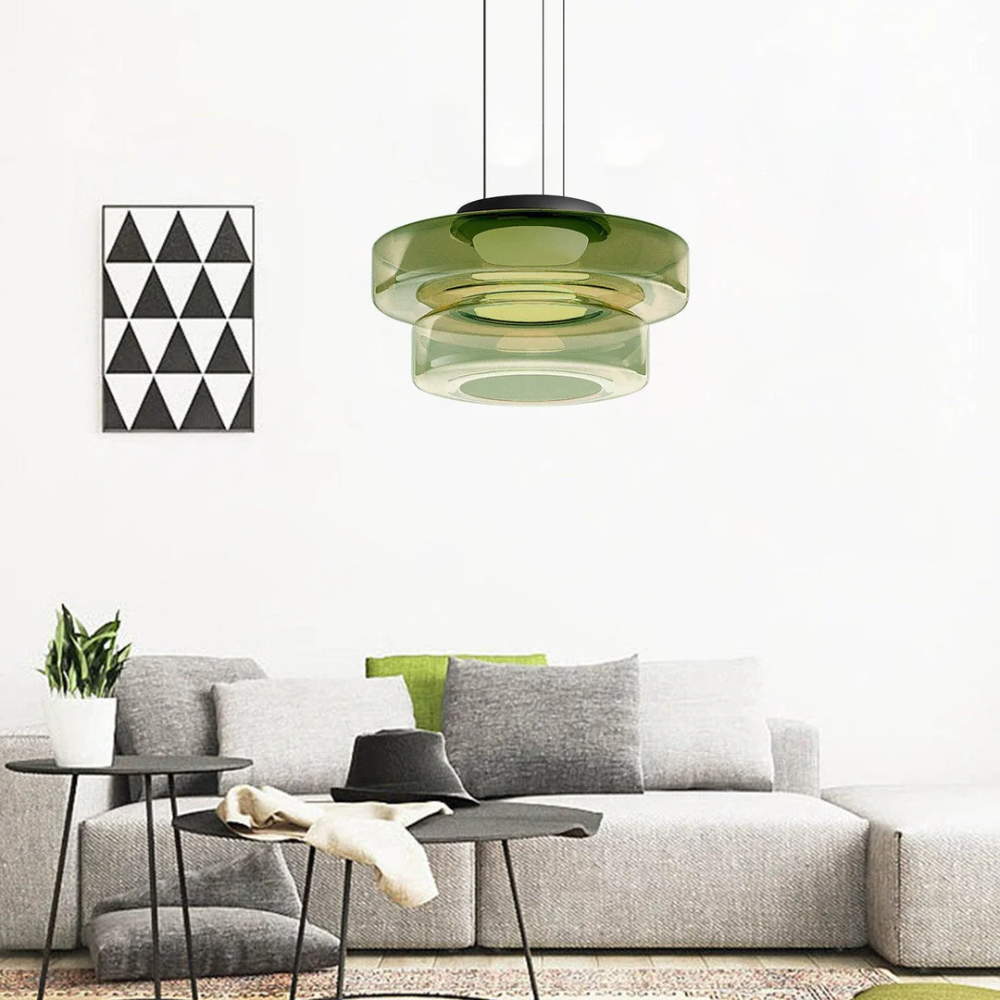 Bauhaus hanglamp van gekleurd glas