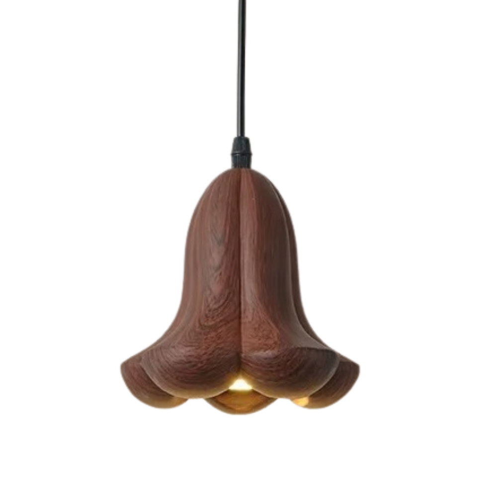 Walnoot Houten Bloem Hanglamp Bruin Scandinavisch Modern Design
