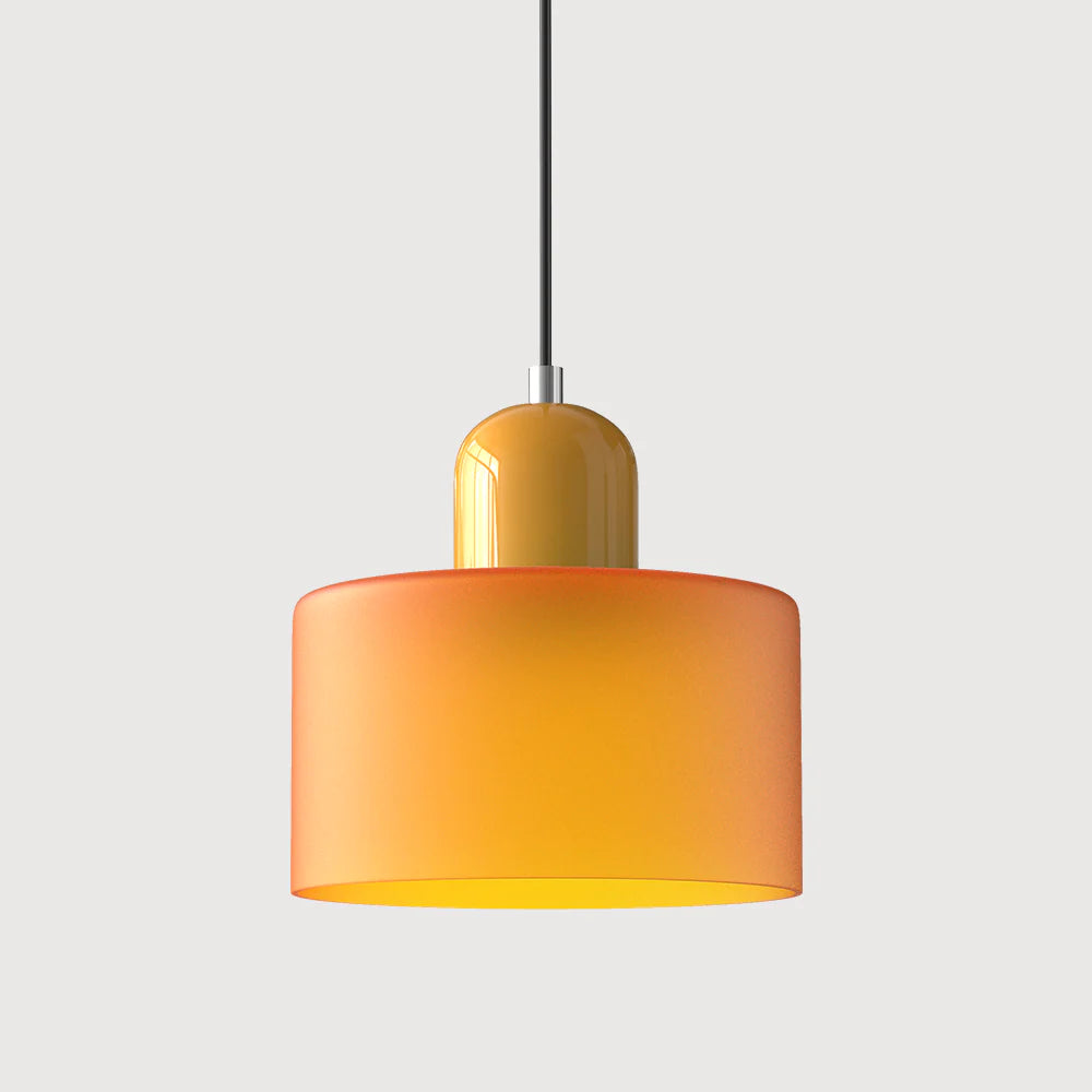 Moderne Hanglamp Gekleurd Tweekleurig Glas Cilinder Design