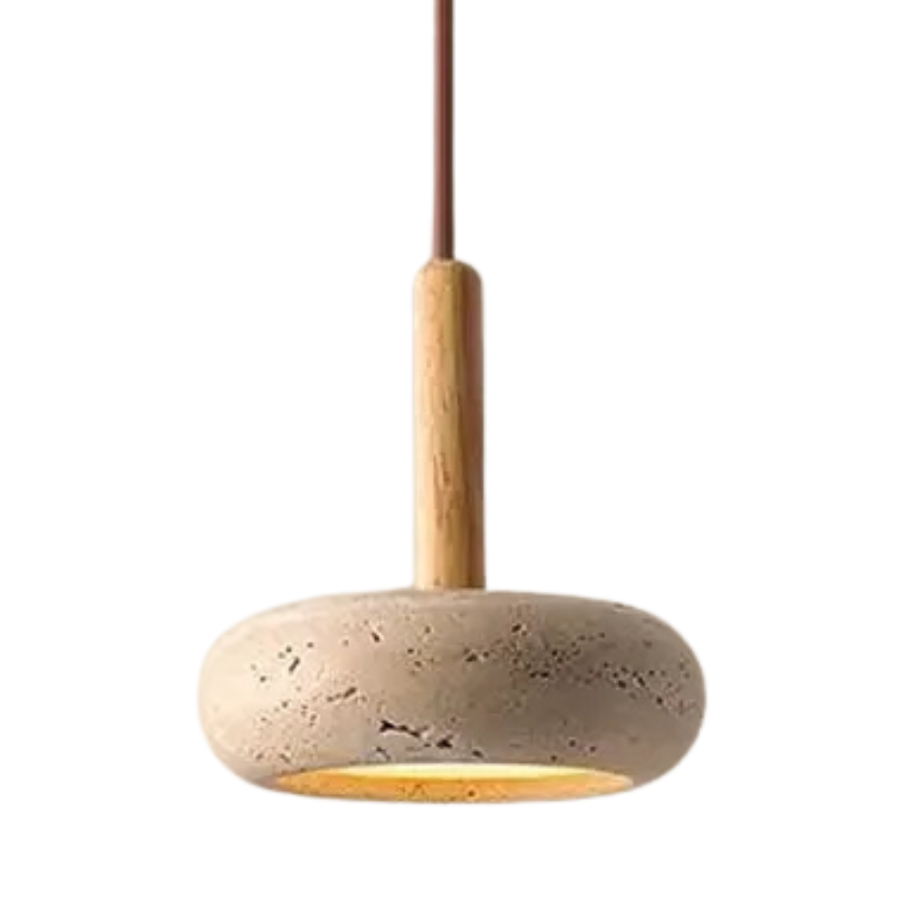 Japanse Retro Hanglamp Steen Hout Beige Japandi Design