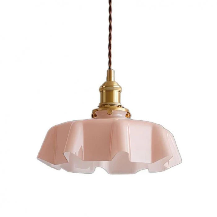 Bloemblaadjes Hanglamp Glas Messing Vintage Romantisch