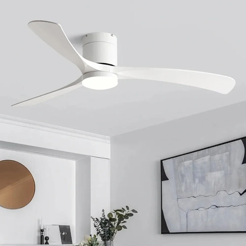 Design plafondventilator met houten bladen en LED lamp met afstandsbediening