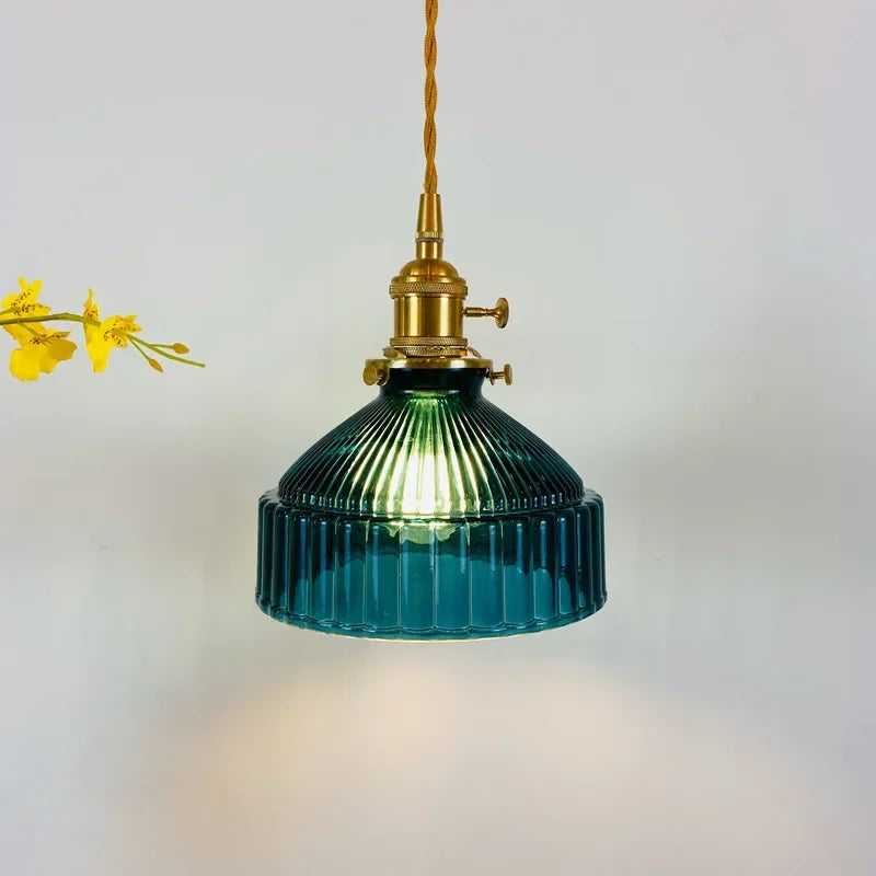 Hanglamp vintage glas ribbel