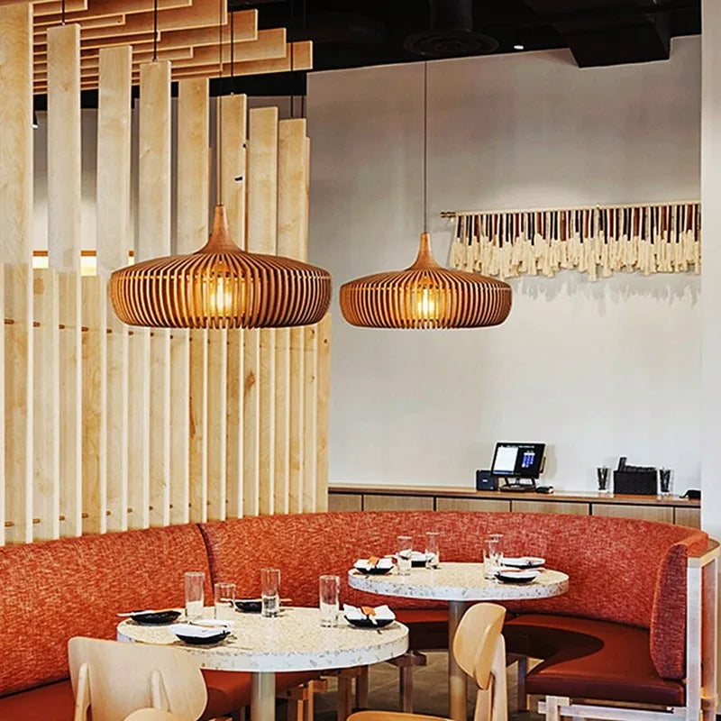 Hanglamp eettafel hout