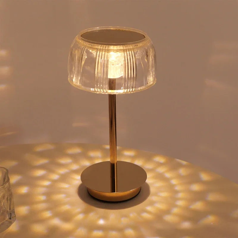 Oplaadbare kristal tafellamp goud dimbaar