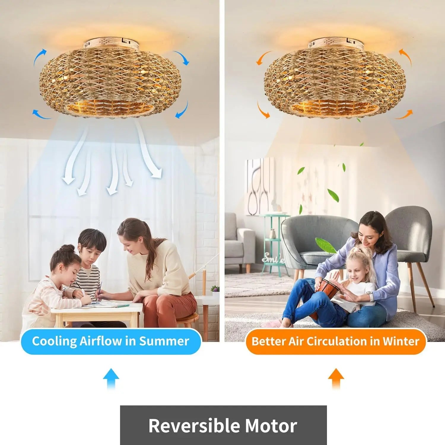 Bamboe ventilator lamp voor plafond