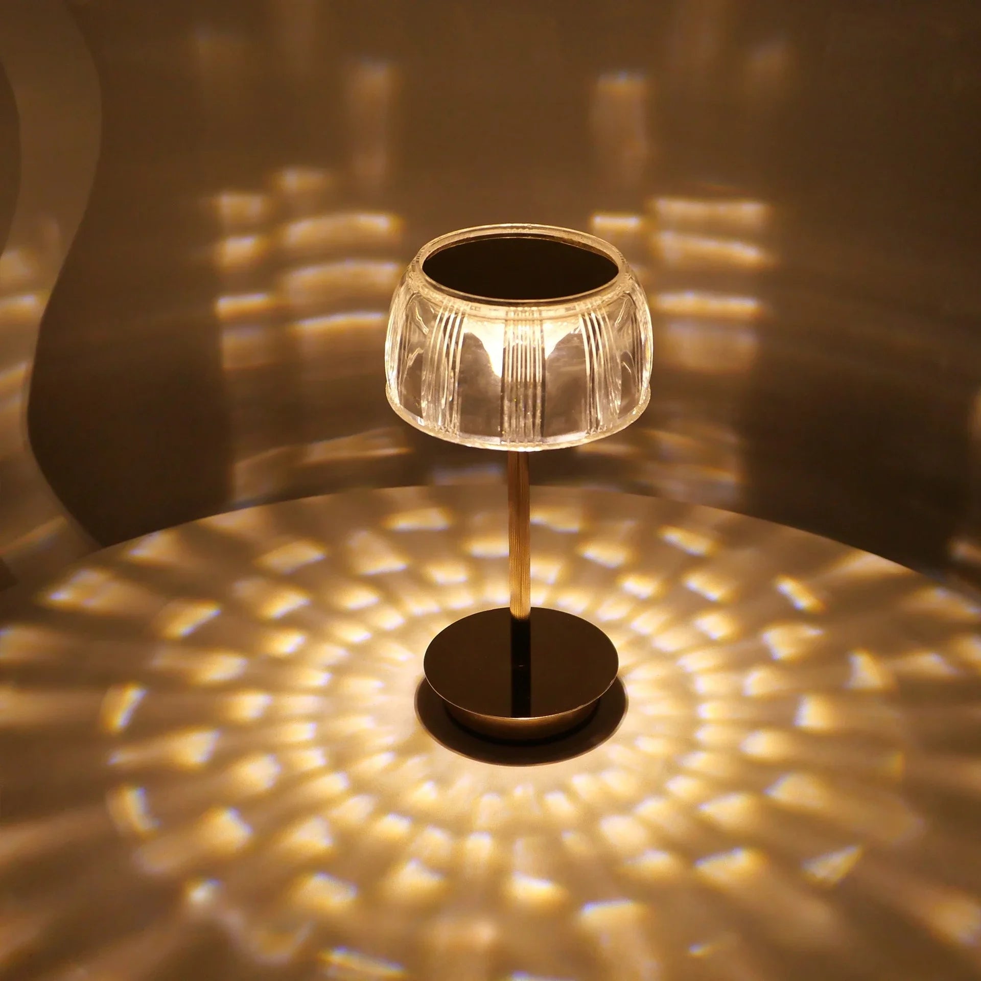 Oplaadbare kristal tafellamp goud dimbaar