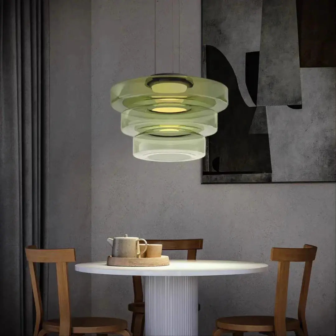 Bauhaus hanglamp van gekleurd glas