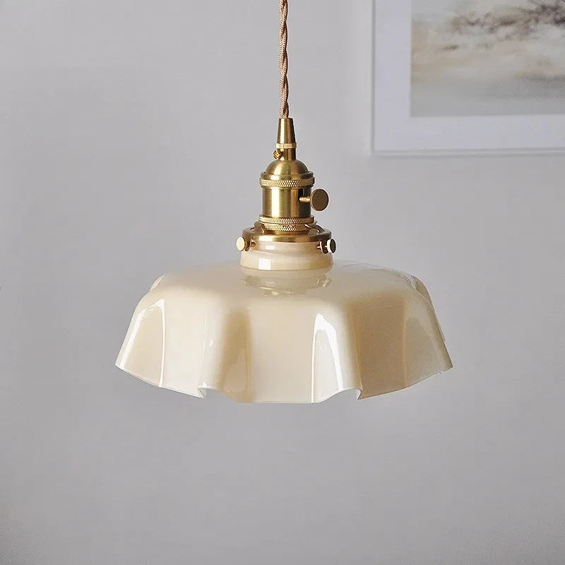 Bloemblaadjes Hanglamp Glas Messing Vintage Romantisch