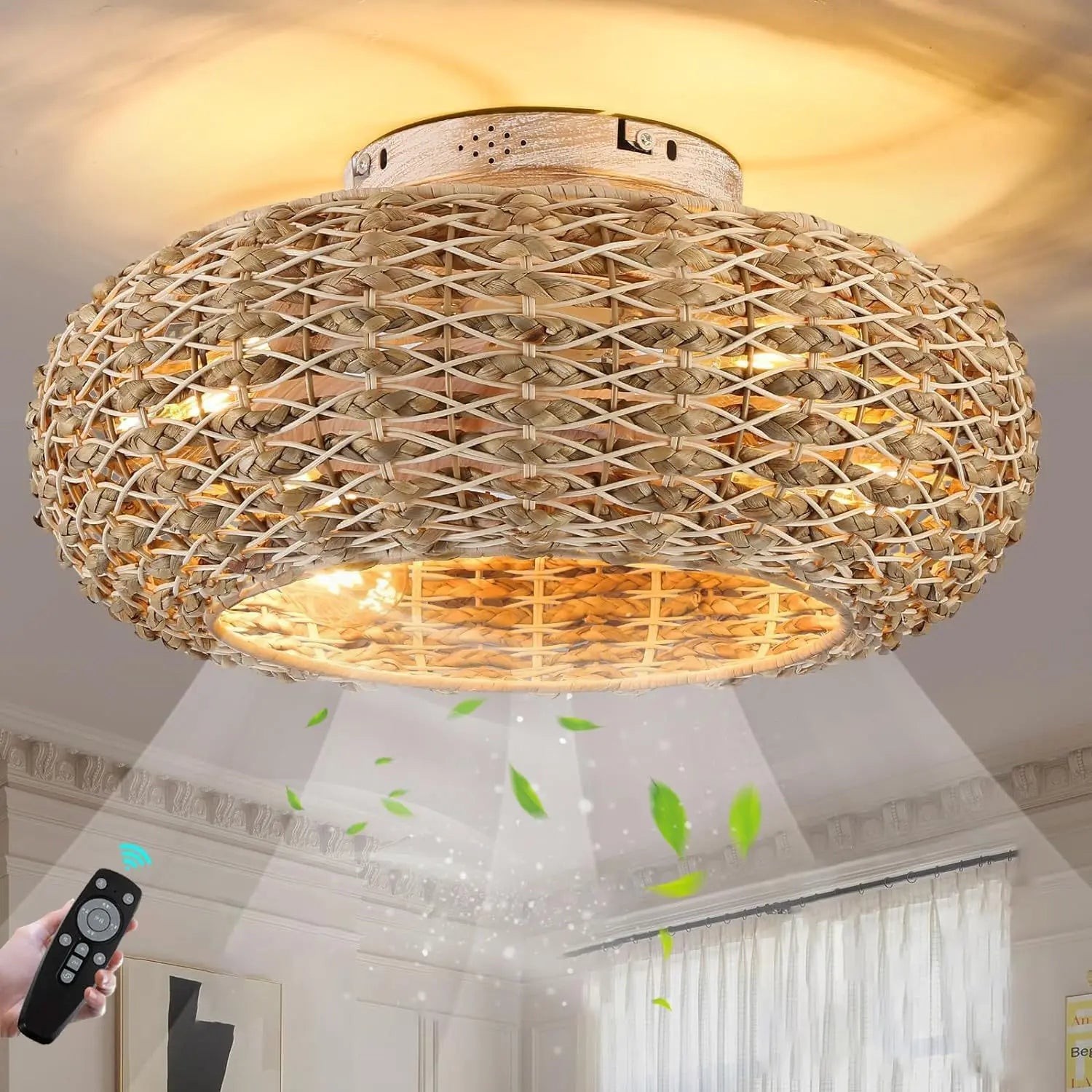Bamboe ventilator lamp voor plafond