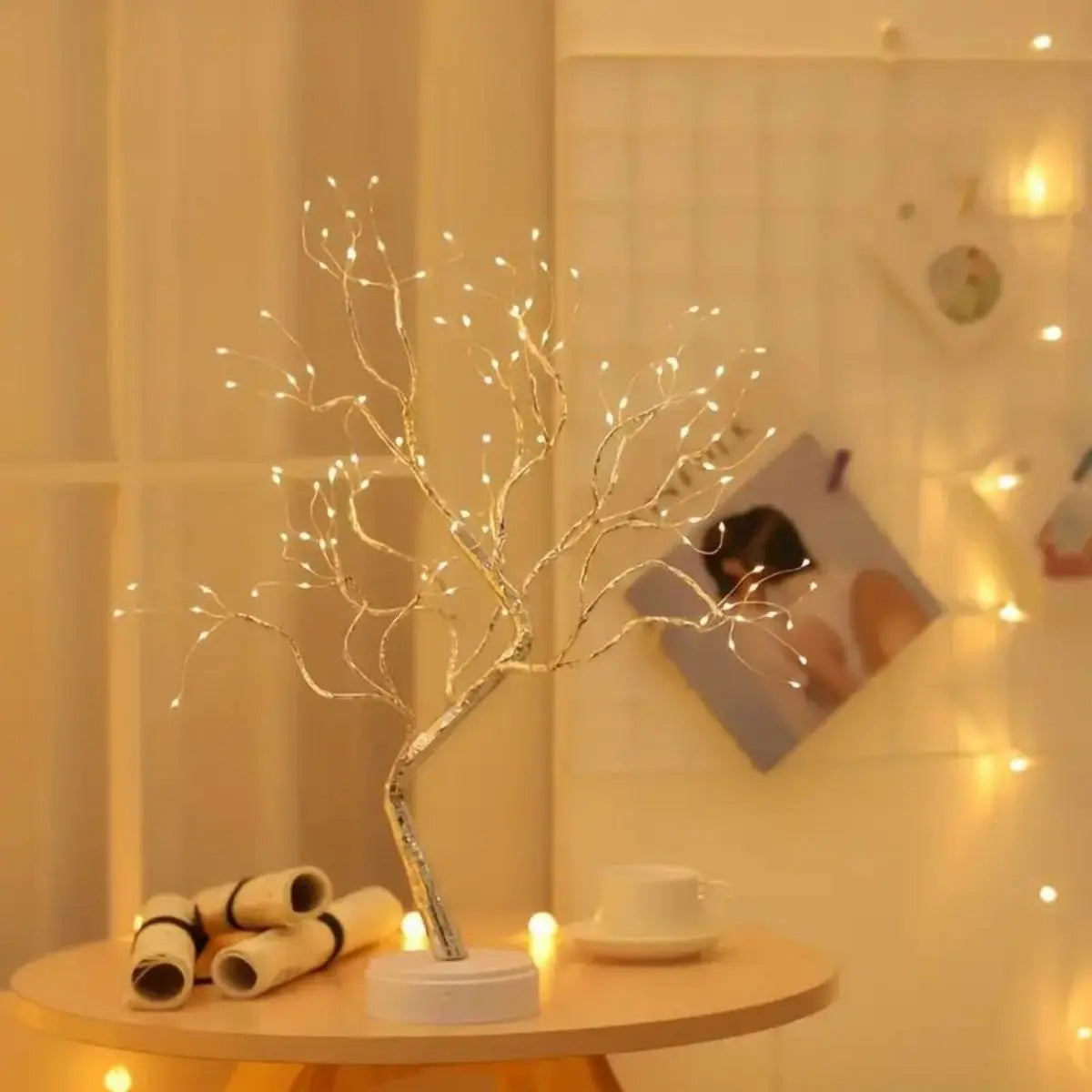 Decoratieve boom tafellamp op batterij