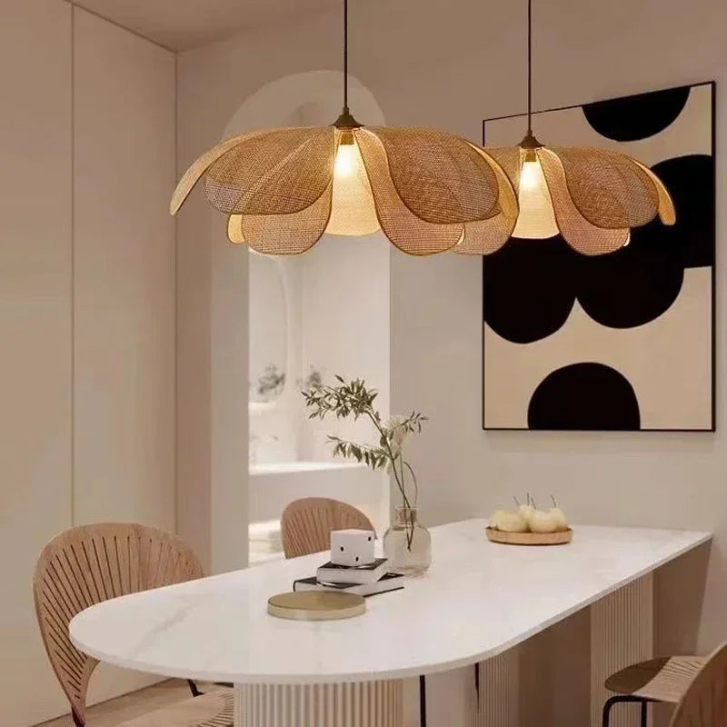 Hanglamp bloem rotan