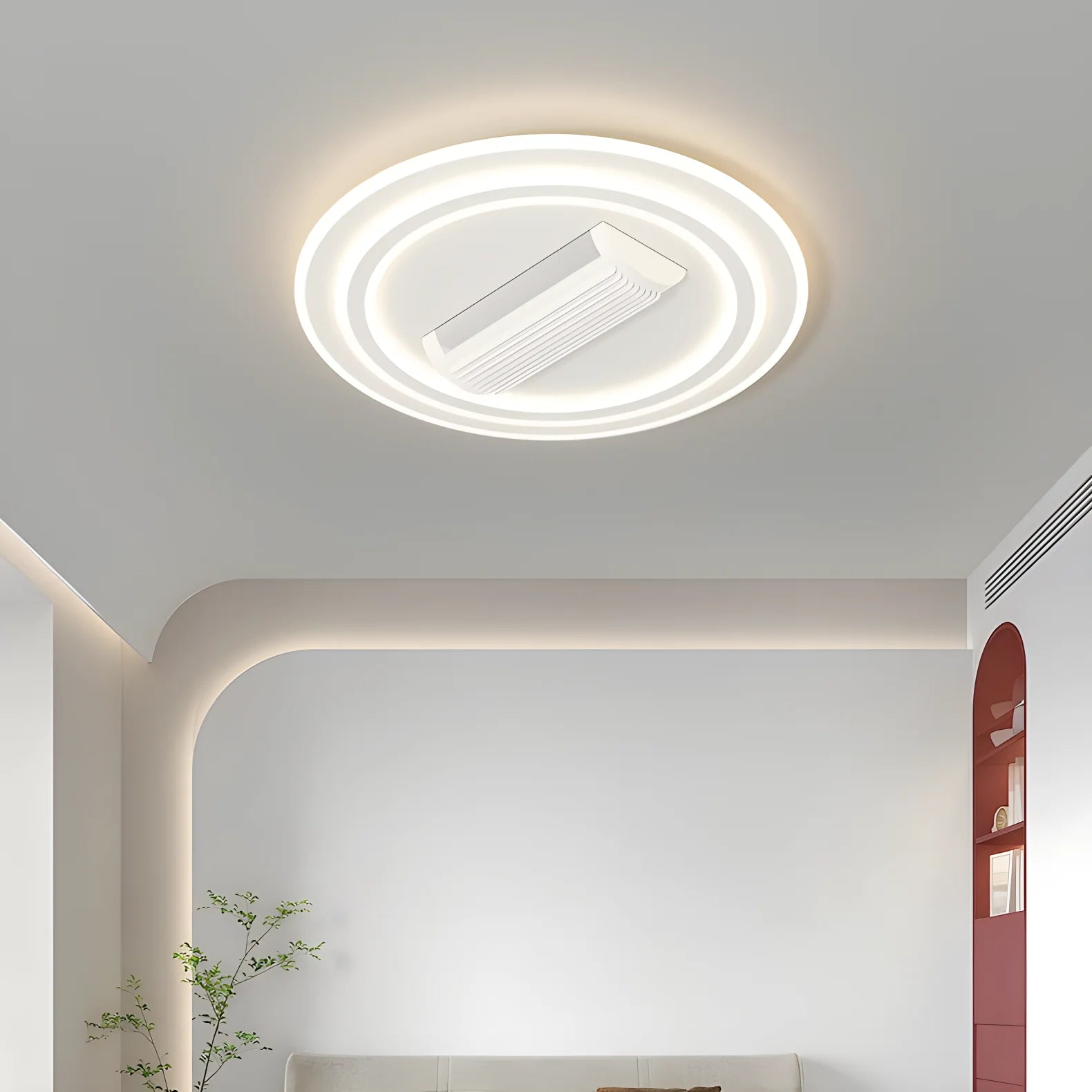 Design plafondlamp met onzichtbare ventilator en LED verlichting