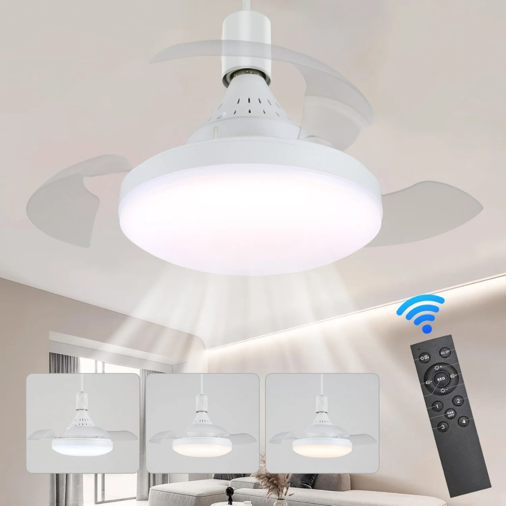 Inklapbare E27 ventilator lamp met afstandsbediening
