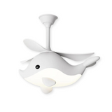 Plafondventilator voor de kinderkamer in walvis vorm met LED lamp