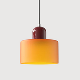 Moderne Hanglamp Gekleurd Tweekleurig Glas Cilinder Design