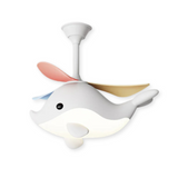 Plafondventilator voor de kinderkamer in walvis vorm met LED lamp