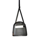 Design hanglamp glas met leren band