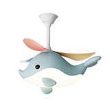Plafondventilator voor de kinderkamer in walvis vorm met LED lamp