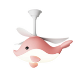 Plafondventilator voor de kinderkamer in walvis vorm met LED lamp