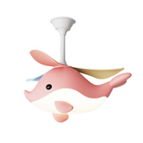 Plafondventilator voor de kinderkamer in walvis vorm met LED lamp