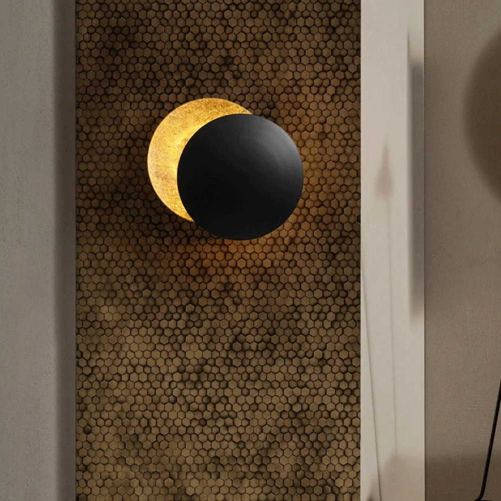 Wandlamp maan goud