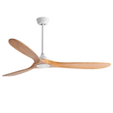 Stille design plafondventilator met houten bladen en LED lamp met afstandsbediening