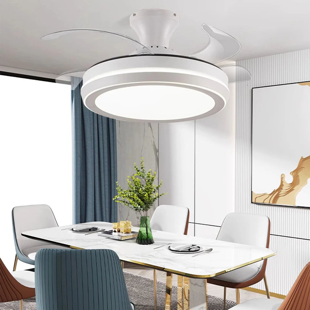 Plafondventilator met inklapbare bladen en LED lamp