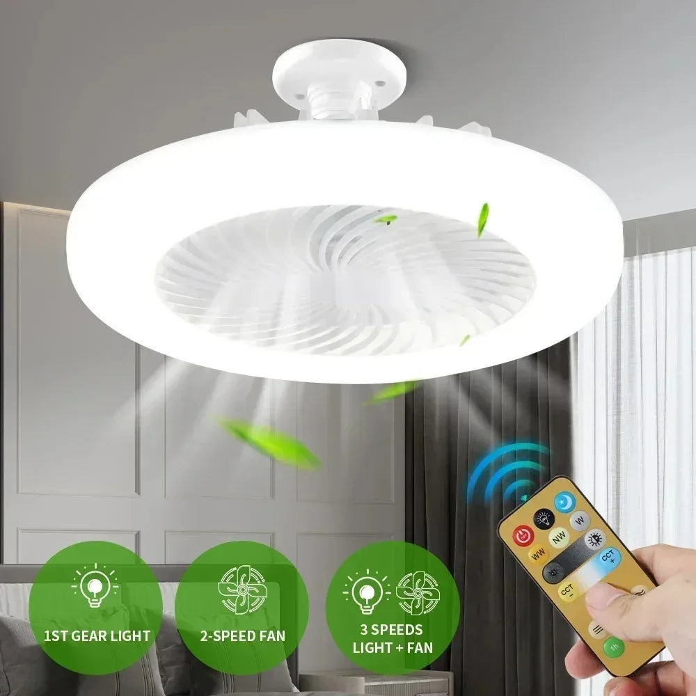 Ventilator lamp voor E27 fitting met dimbare LED en afstandsbediening