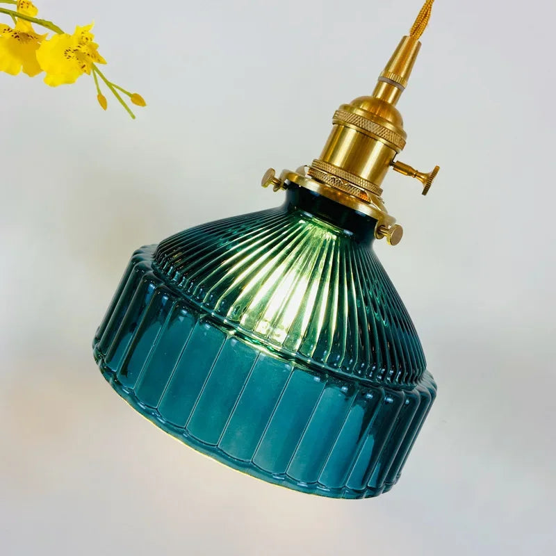 Hanglamp vintage glas ribbel