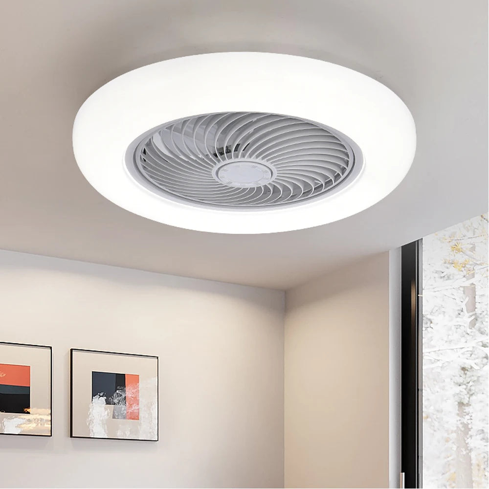 Stille plafondventilator met dimbare LED lamp en afstandsbediening