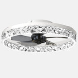 Design plafondventilator met kristallen rand en dimbare LED lamp