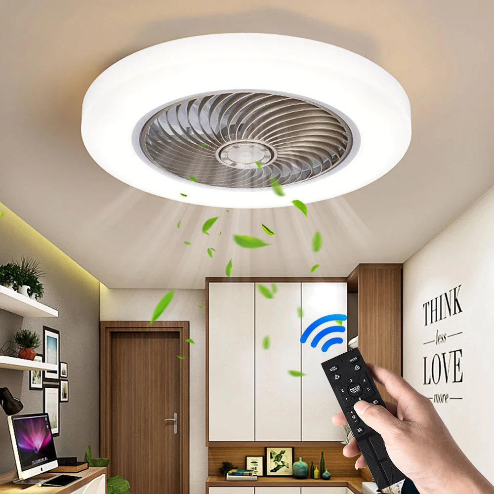 Stille plafondventilator met dimbare LED lamp en afstandsbediening