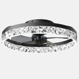 Design plafondventilator met kristallen rand en dimbare LED lamp