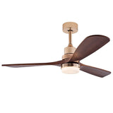 Houten design ventilator met LED lamp en afstandsbediening