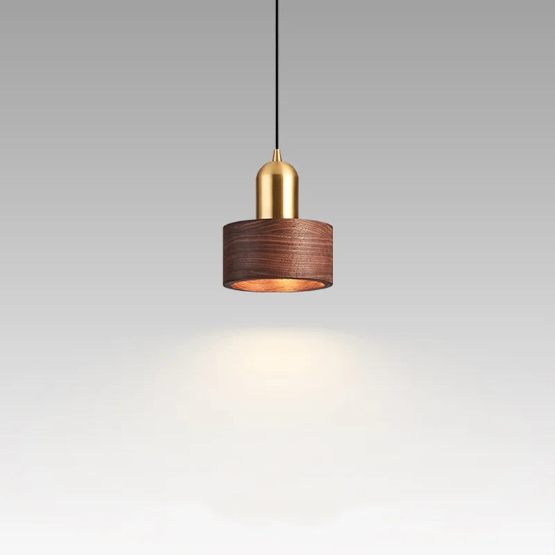 Moderne Walnoot Hanglamp Koper LED Nordic Design