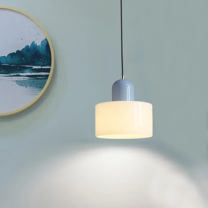 Moderne Hanglamp Gekleurd Tweekleurig Glas Cilinder Design