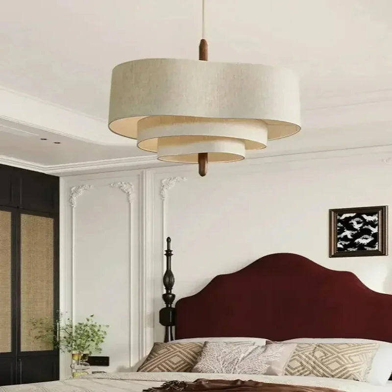 Wabi Sabi Hanglamp Beige Stof Japans Gelaagd Design