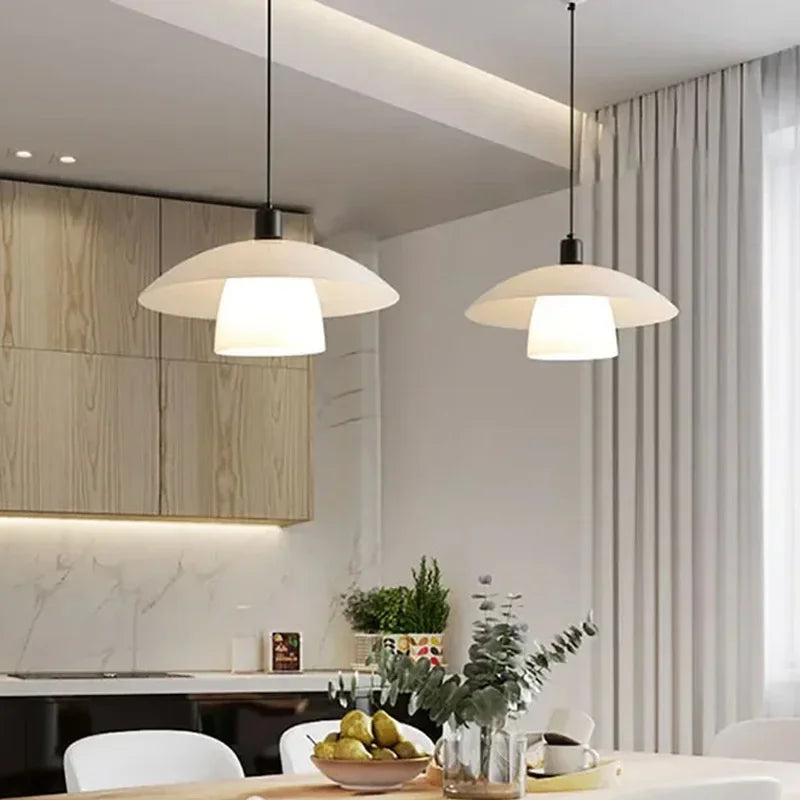 Witte Design Hanglamp Platte Kap Japans Minimalistisch