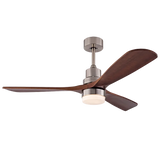 Houten design ventilator met LED lamp en afstandsbediening